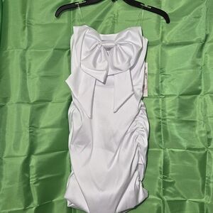 Honey and Rosie White Dress with Bow Accent